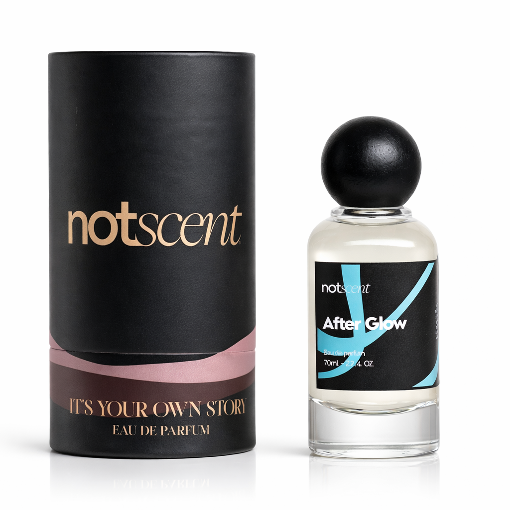 notscent perfume bottle and packaging on a white background